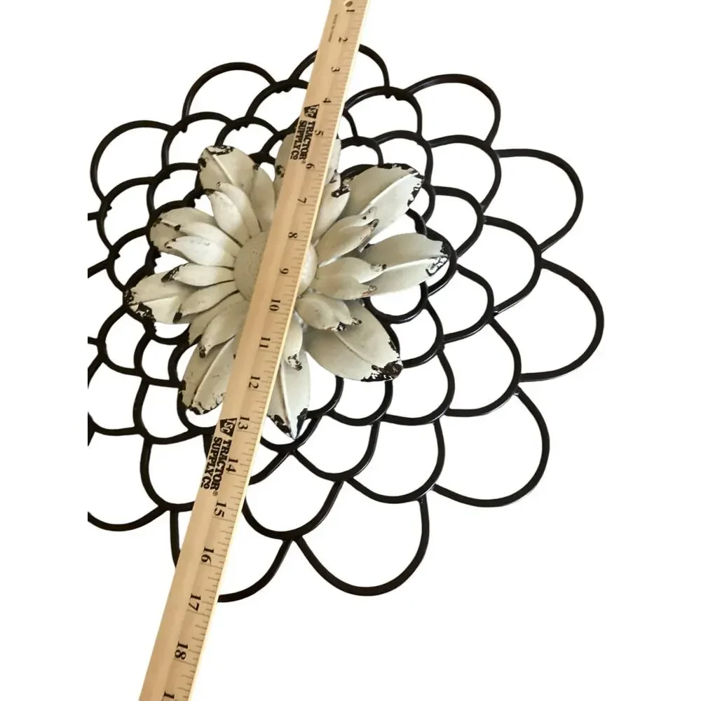 Mid Century Modern Metal Flower Wall Art Decor Pair  17